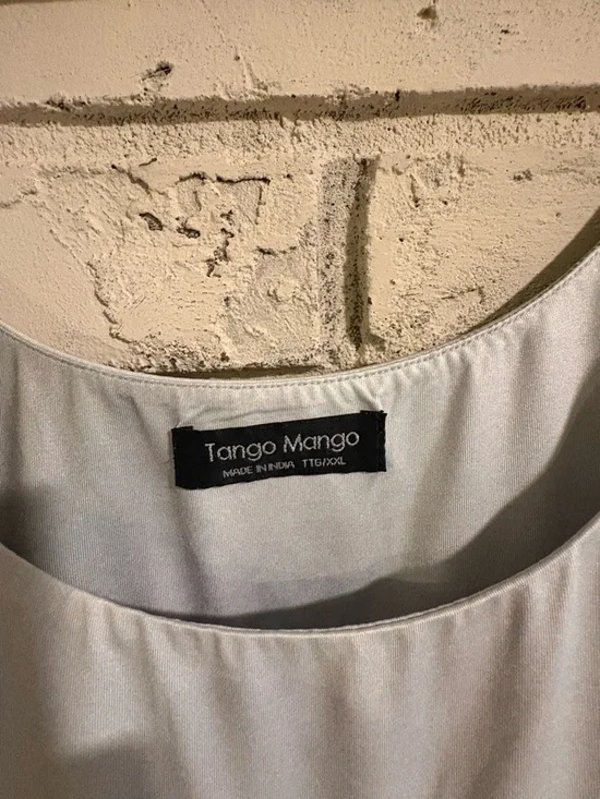 TANGO MANGO XXL Sleeveless Ruffle Stripe Dress in moody greens/grays EUC - Picture 3 of 5